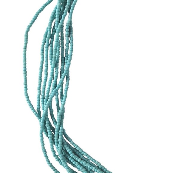 Chicos Teal Seed Beads Multi Strand Boho Necklace - Picture 4 of 5